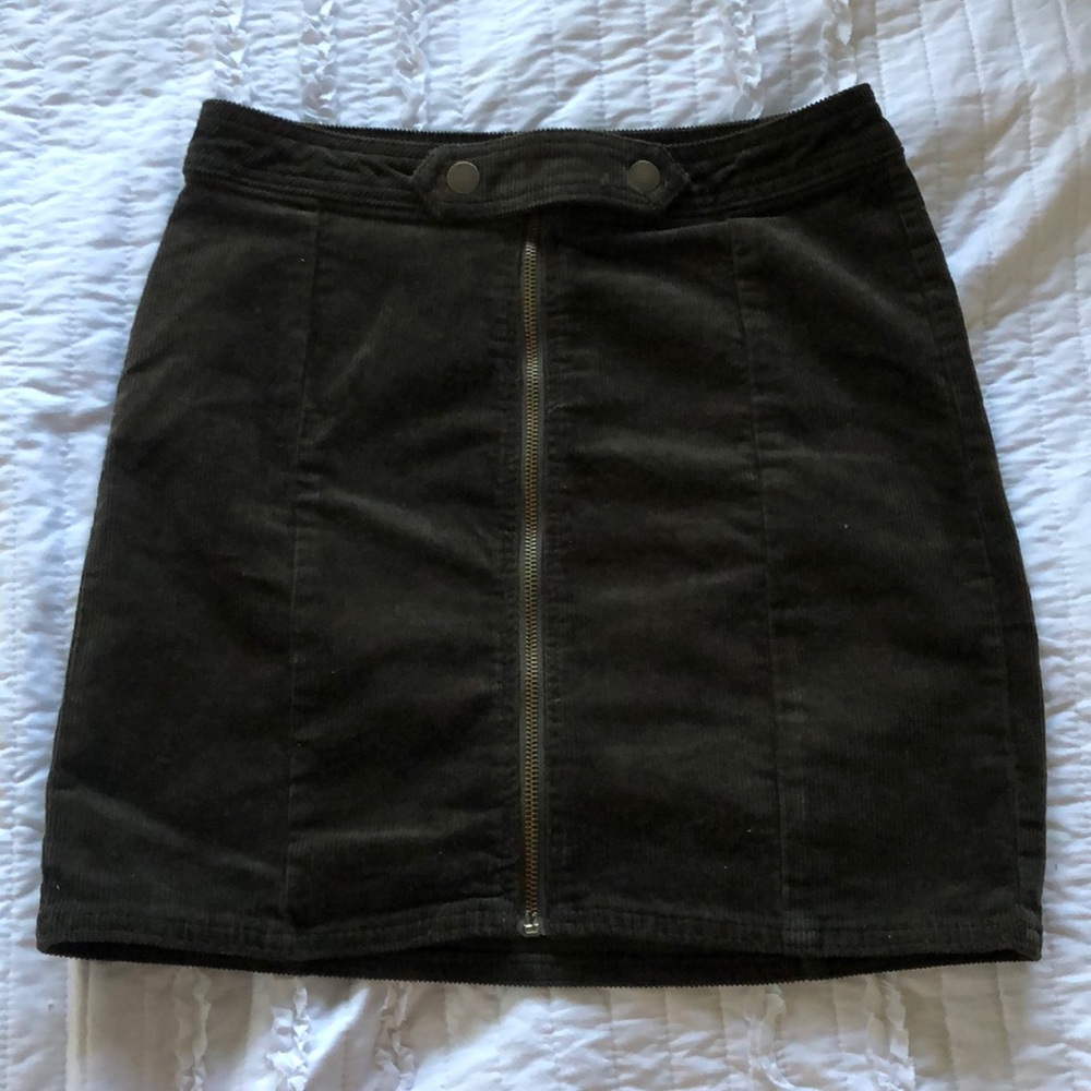Hunter green corduroy mini skirt